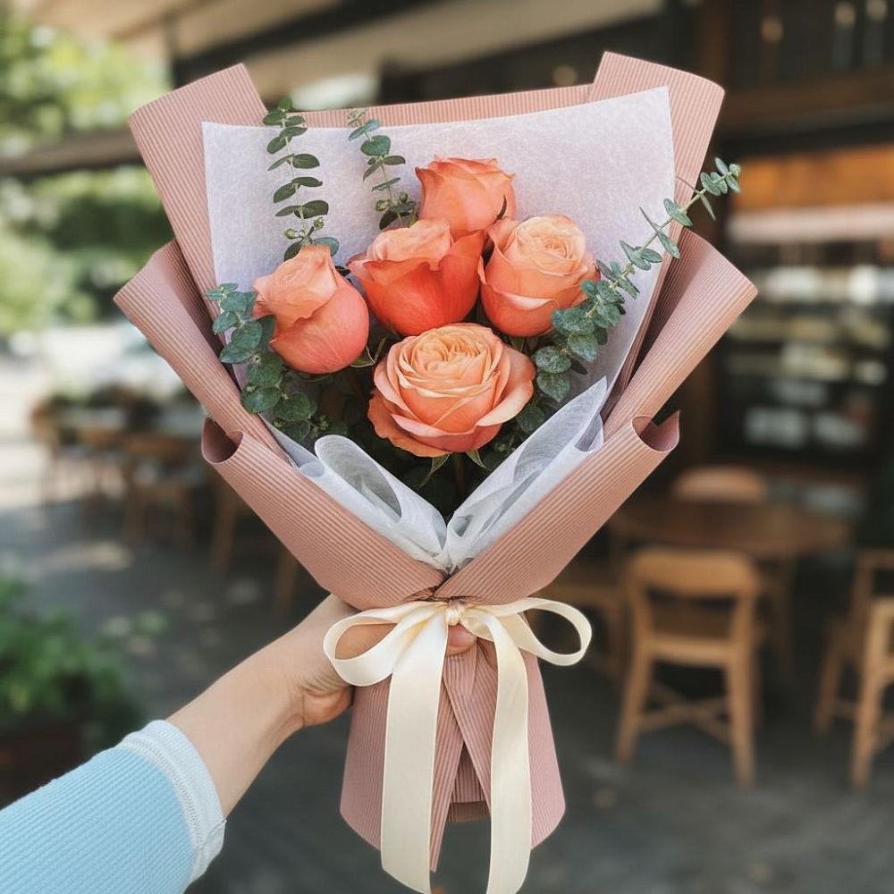 Букет персиковый аромат в Агрызе Букет цветов из: Розы в Агрызе
