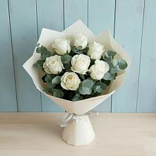 Букет Белые розы в Эвкалипте #REPLACE_PRED# Агрызе